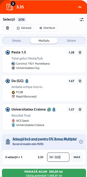 Biletul Etapei a 13-a din Liga 1