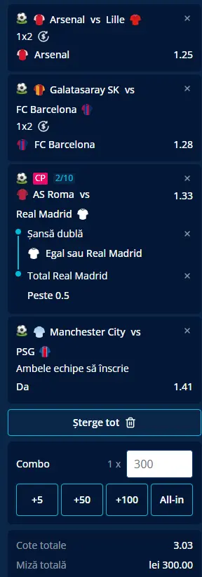 Biletul Etapei a 2-a din UCL