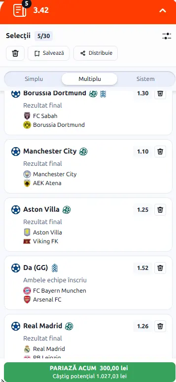 Biletul Etapei a 3-a din UCL