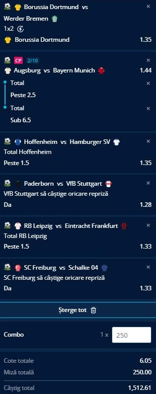 Biletul etapei a cincea din Bundesliga 9 octombrie 2026