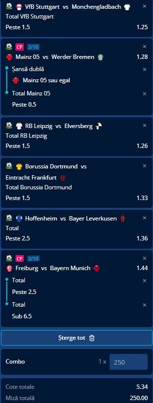 Biletul etapei cu numărul 7 din Bundesliga 23.10.2026