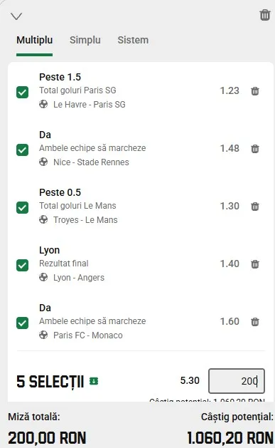 Biletul rundei a 9-a din Ligue 1 - 30.10.2026