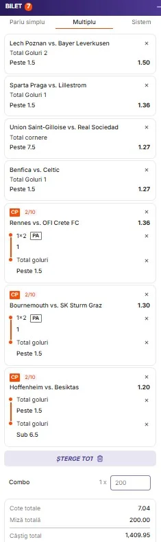 Biletul rundei a doua din Europa League 15 octombrie 2026