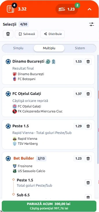 Biletul zilei azi din fotbal 16 octombrie 2026