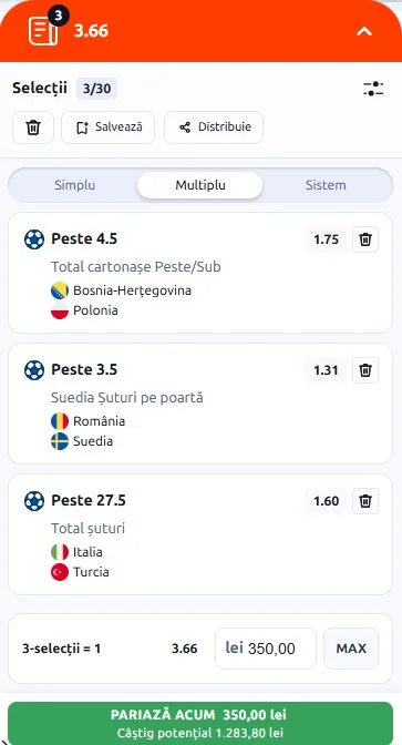 Biletul zilei azi din Nations League 05.10.2026