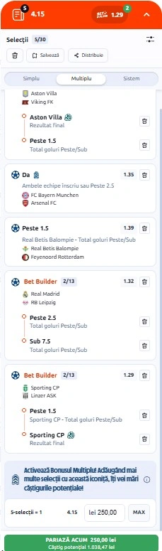 Biletul zilei din Champions League 21 octombrie 2026