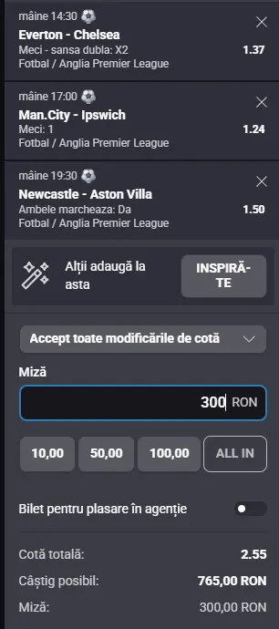 Biletul Zilei din Premier League 17.10.2026