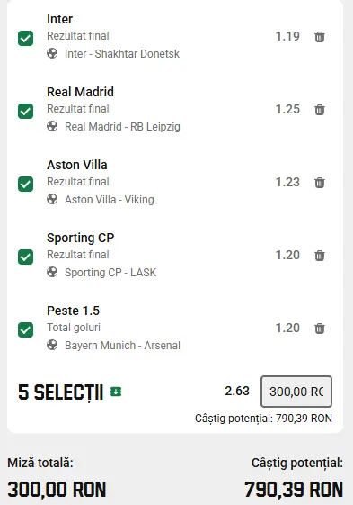 Biletul Zilei la Unibet 21.10.2026 realizat cu IA