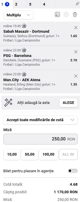 Biletul zilei pe marcatori din Champions League 20.10.2026