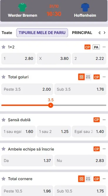 Cote pariuri Bremen vs Hoffenheim