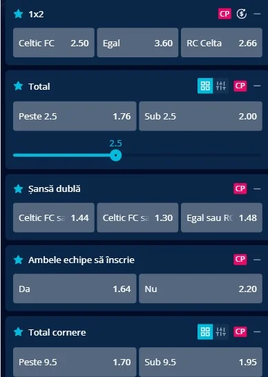 Cote pariuri Celtic vs Celta Vigo