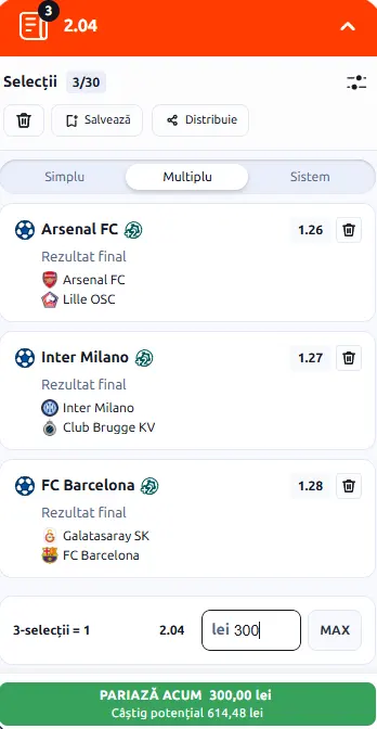 Cota 2 din Champions League 13.10.2026