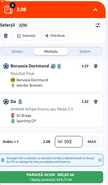 Cota 2 din fotbal 09.10.2026