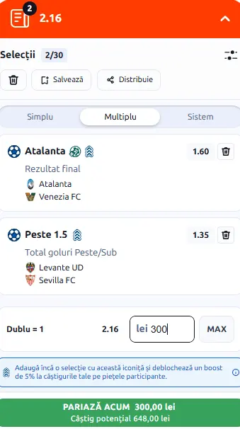 Cota 2 din fotbal 12.10.2026