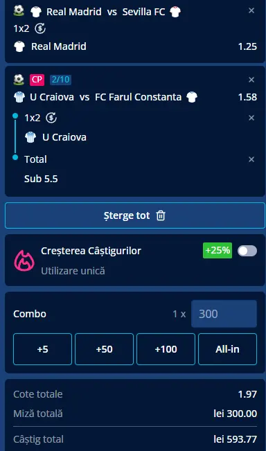 Cota 2 din fotbal 18.10.2026
