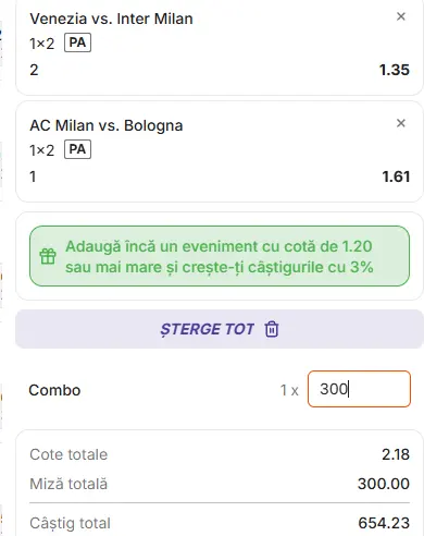 Cota 2 din Serie A 28.10.2026