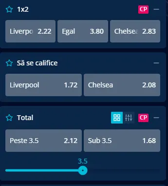 Cote pariuri Liverpool vs Chelsea la Mr Bit