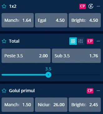 Cote pariuri Manchester City vs Brighton la Mr Bit