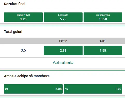 Cote pariuri Rapid vs Csikszereda la Unibet