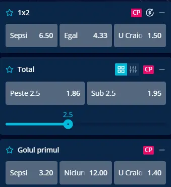 Cote pariuri Sepsi vs Universitatea Craiova la Mr Bit