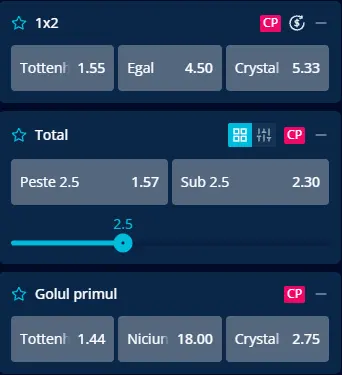 Cote pariuri Tottenham - Crystal Palace la Mr Bit