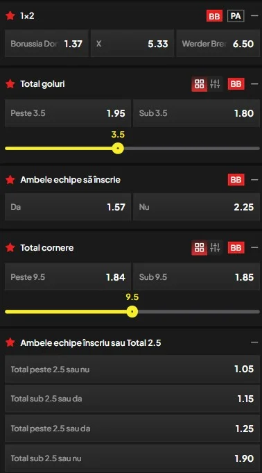 Cote pariuri Dortmund - Bremen