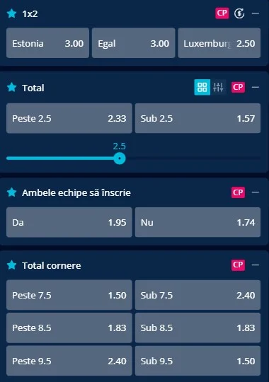 Cote pariuri Estonia vs Luxemburg