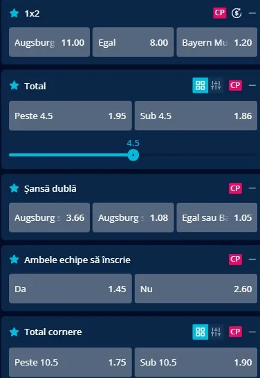 Cote pariuri FC Augsburg - Bayern