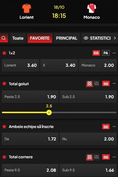 Cote pariuri FC Lorient - AS Monaco