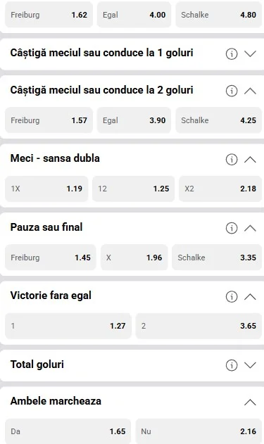 Cote pariuri Freiburg vs Schalke 04