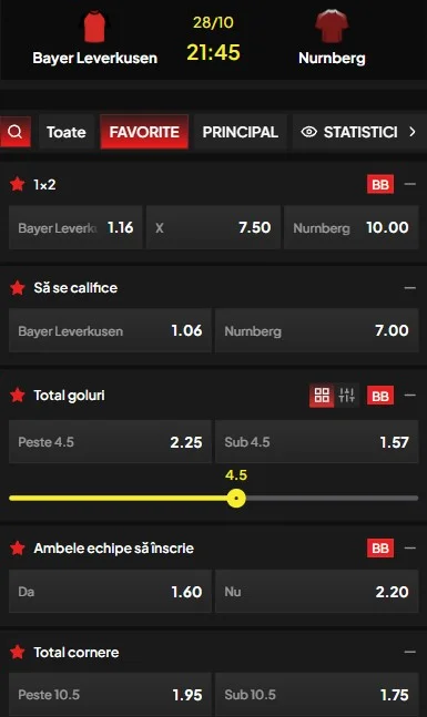 Cote pariuri Leverkusen - Nurnberg