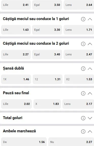 Cote pariuri Lille vs Lens