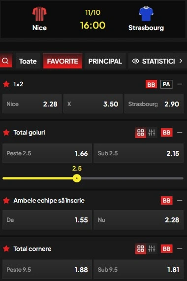 Cote pariuri Nice vs Strasbourg