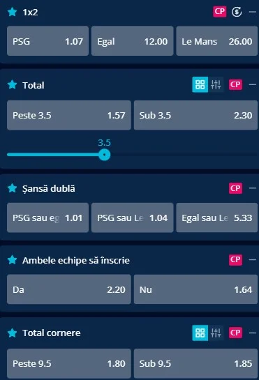 Cote pariuri PSG vs Le Mans