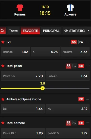 Cote pariuri Rennes - Auxerre