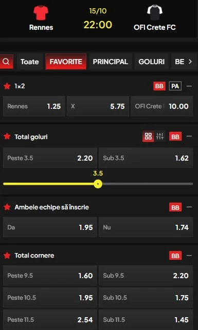 Cote pariuri Rennes vs OFI Crete