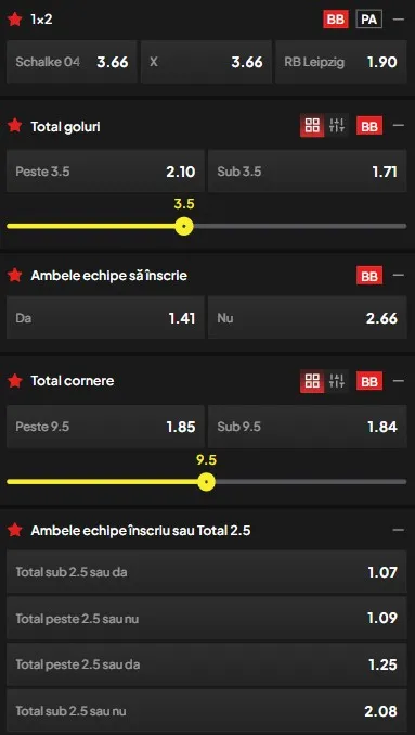 Cote pariuri Schalke 04 vs RB Leipzig