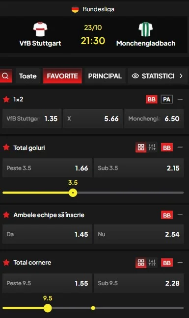 Cote pariuri Stuttgart - Monchengladbach